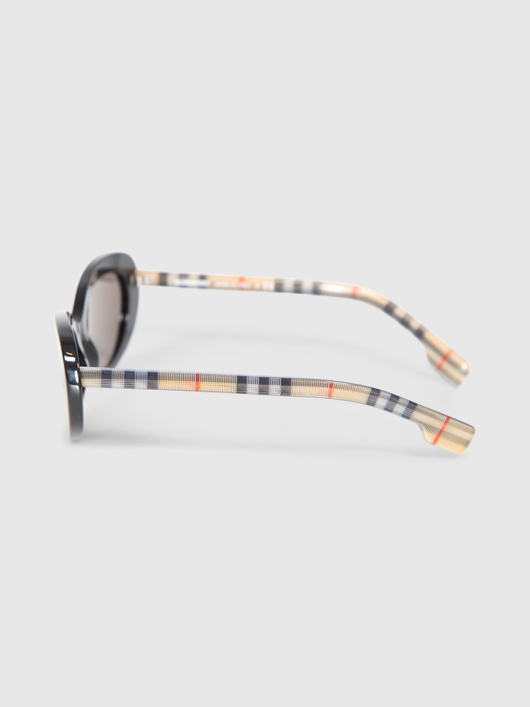 Burberry Black & Beige Nova Oval Sunglasses