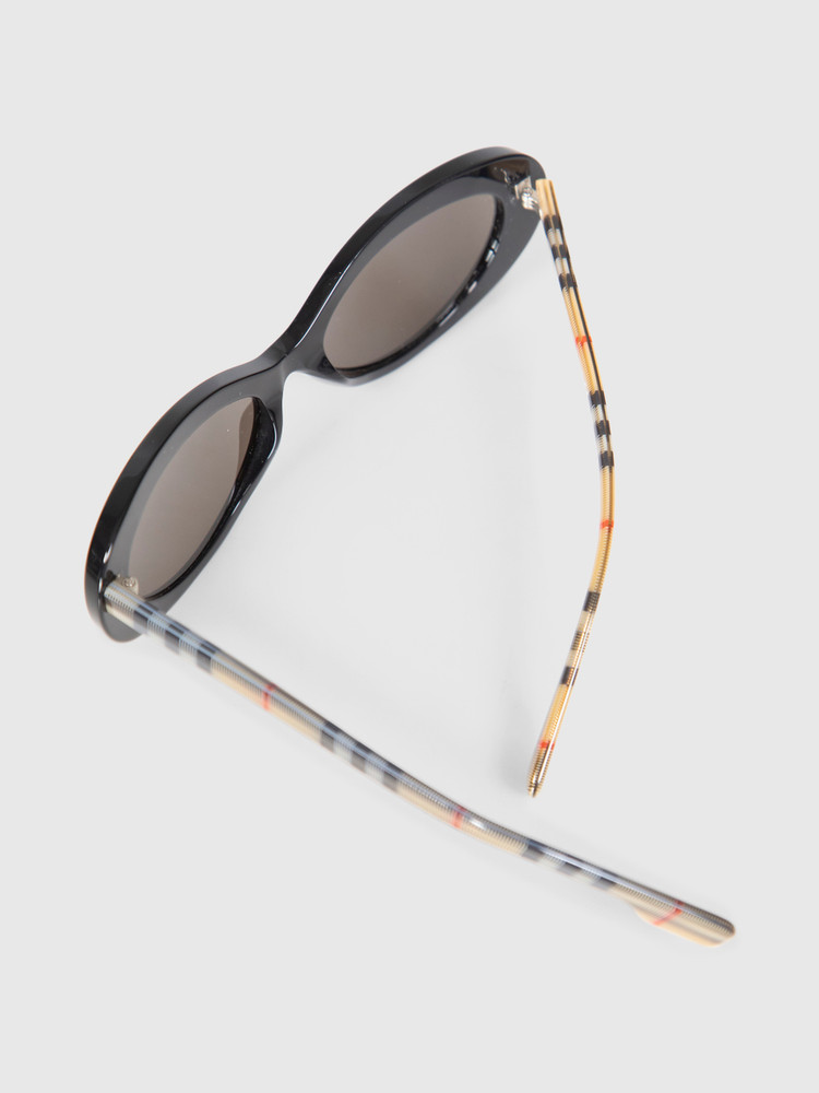 Burberry Black & Beige Nova Oval Sunglasses