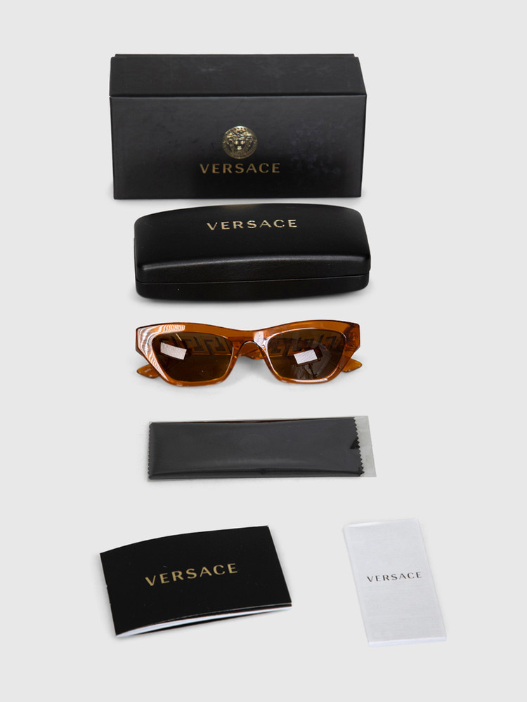 Versace Transparent Orange Logo Cat Eye Sunglasses