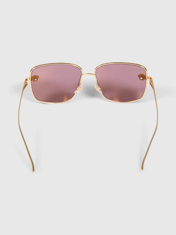 Versace Pink Mirrored Square Sunglasses
