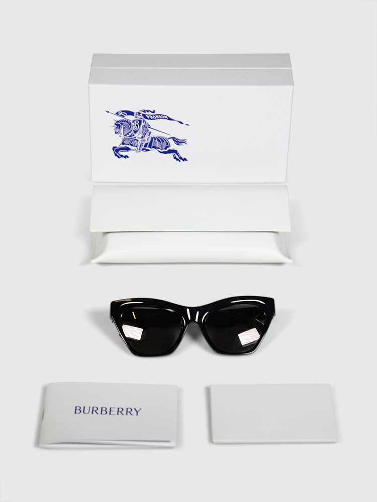 Burberry Cat Eye Logo Black Sunglasses