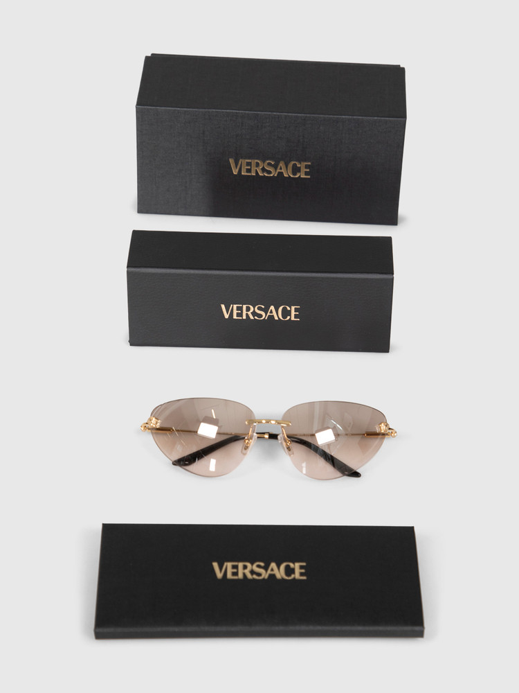 Versace Beige Mirror Cat Eye Sunglasses