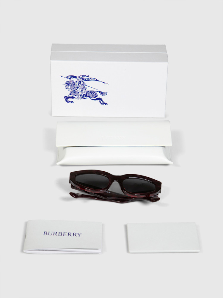 Burberry Red Nova Check Cat Eye Sunglasses