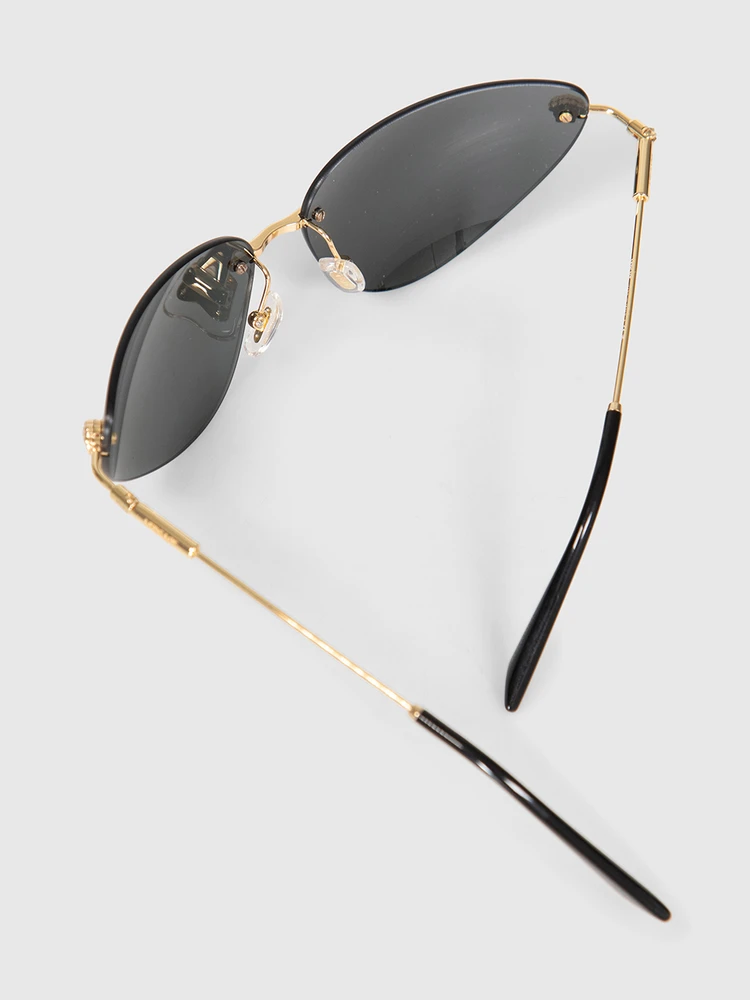 Versace Black Rimless Cat Eye Sunglasses