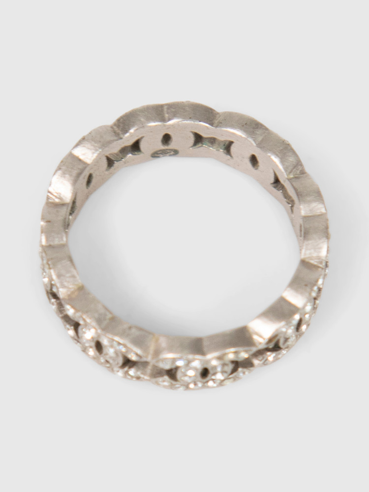 Chanel Silver CC Crystal Ring