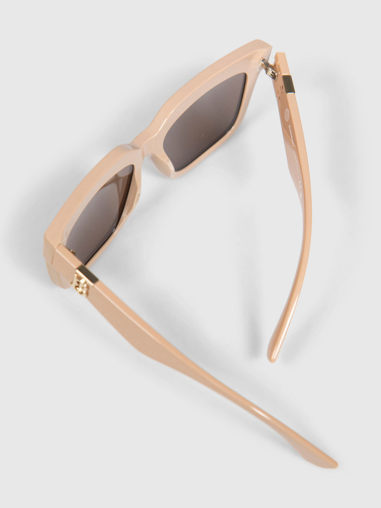 Burberry Beige Square Logo Arm Sunglasses