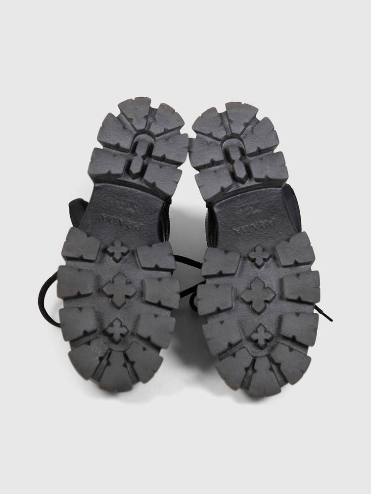 Prada Black Leather Monolith Pouch Ankle Boots