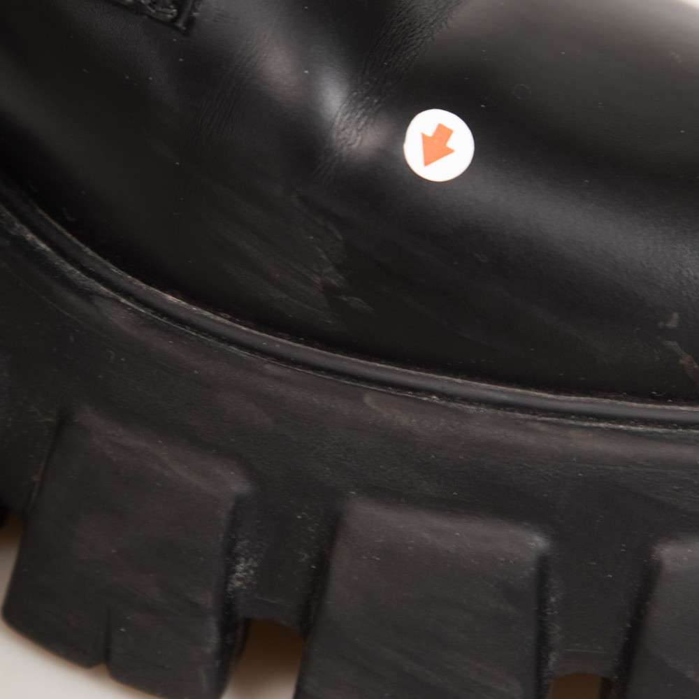 Prada Black Leather Monolith Pouch Ankle Boots