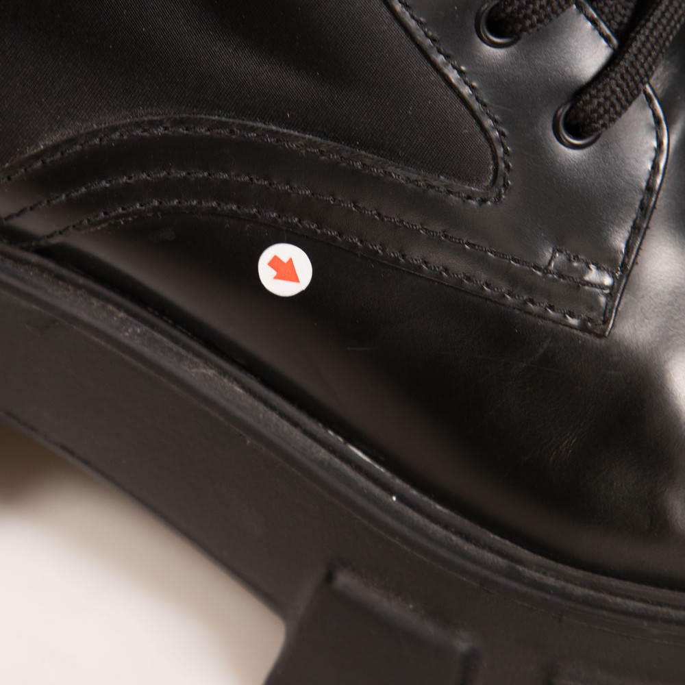 Prada Black Leather Monolith Pouch Ankle Boots