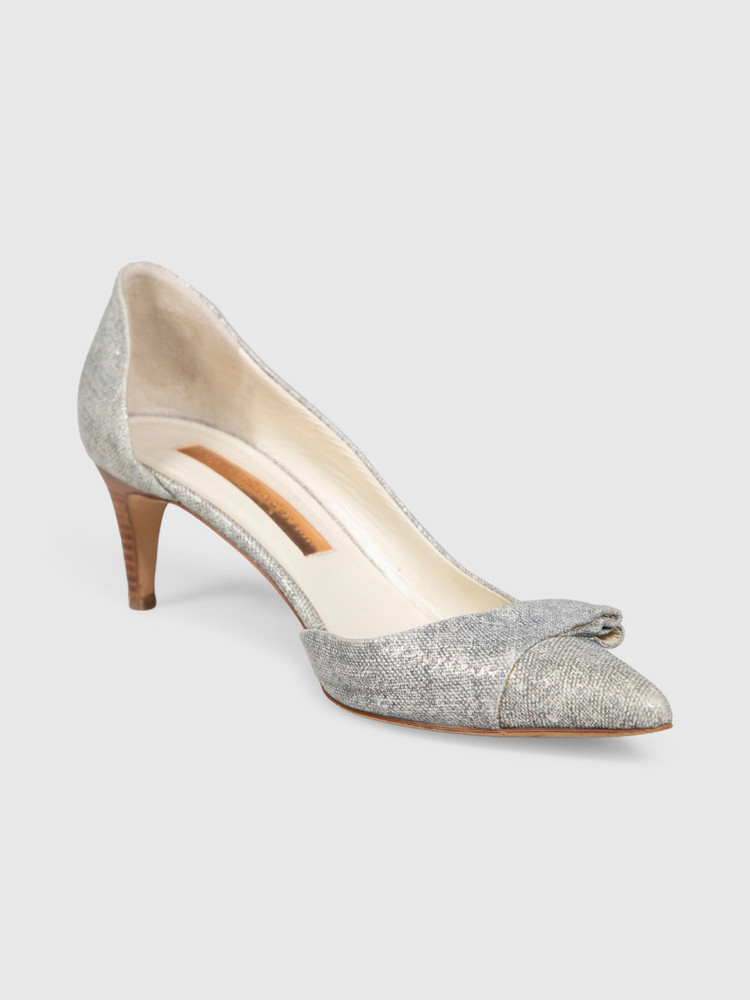 Rupert Sanderson Silver Metallic D'Orsay Pumps