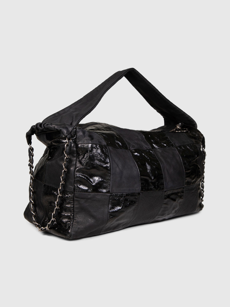 Chanel 06-08 Black Leather CC Patchwork Brooklyn Hobo