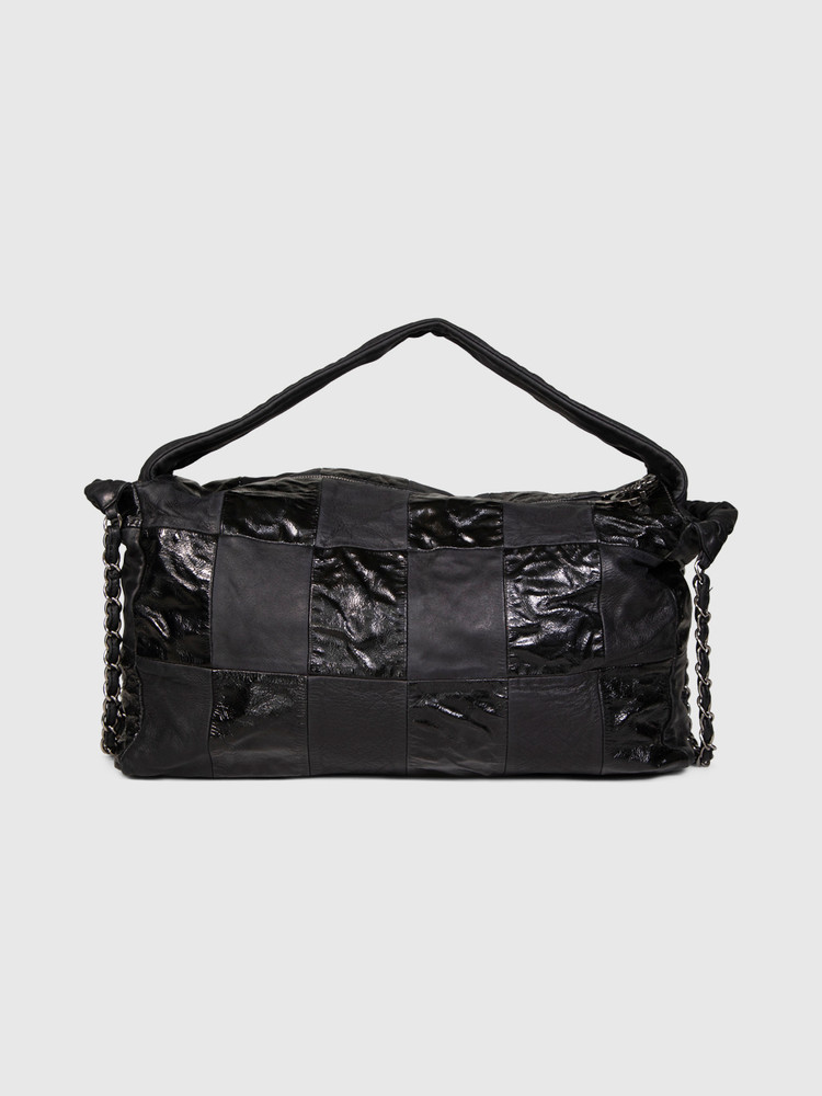 Chanel 06-08 Black Leather CC Patchwork Brooklyn Hobo
