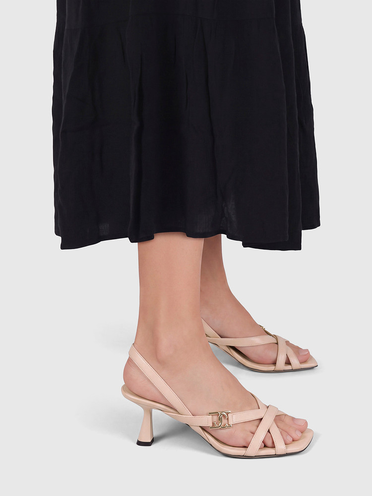 Jimmy Choo Pink Leather Kitten Heel Sandals