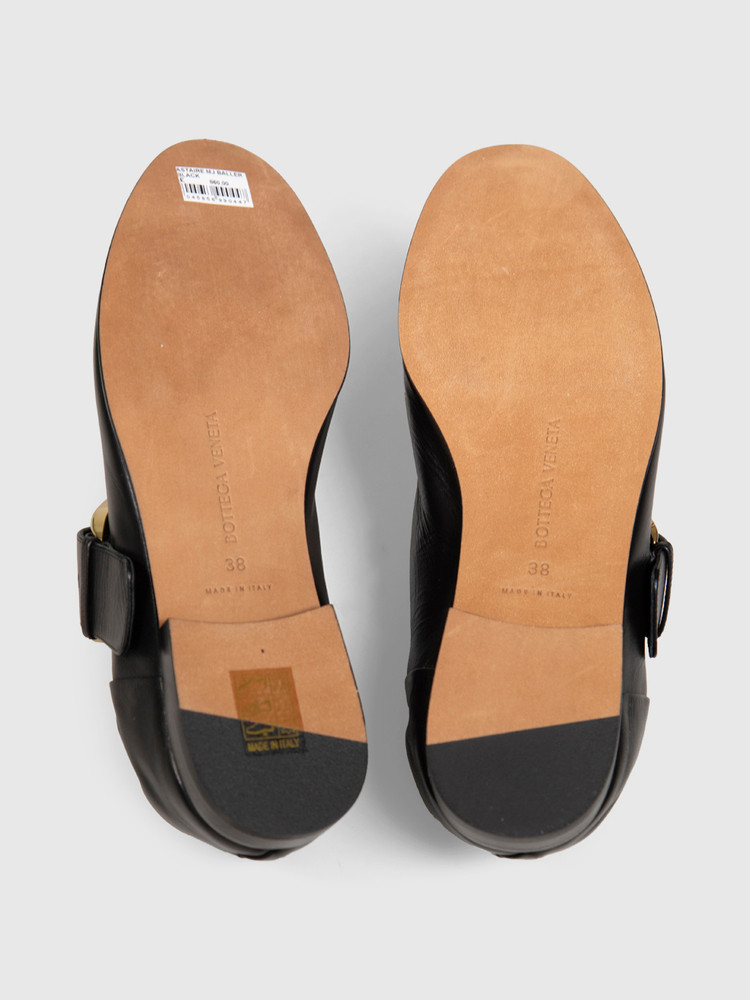 Bottega Veneta Black Leather Astaire Mary-Jane Flats