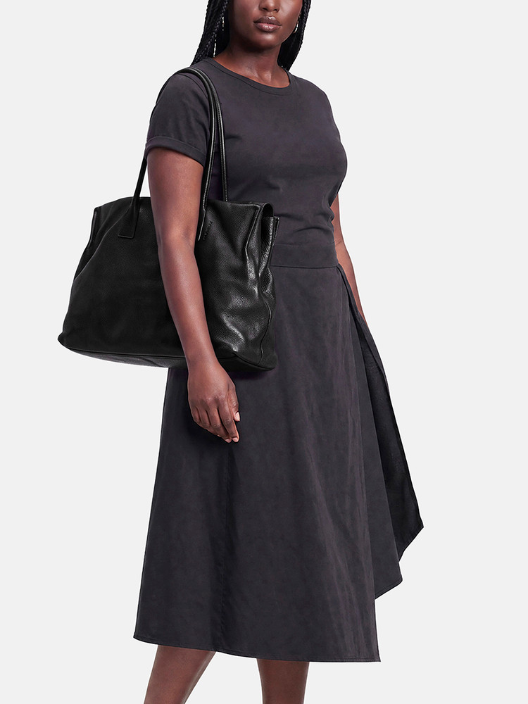 Jil Sander Black Leather Tote Bag