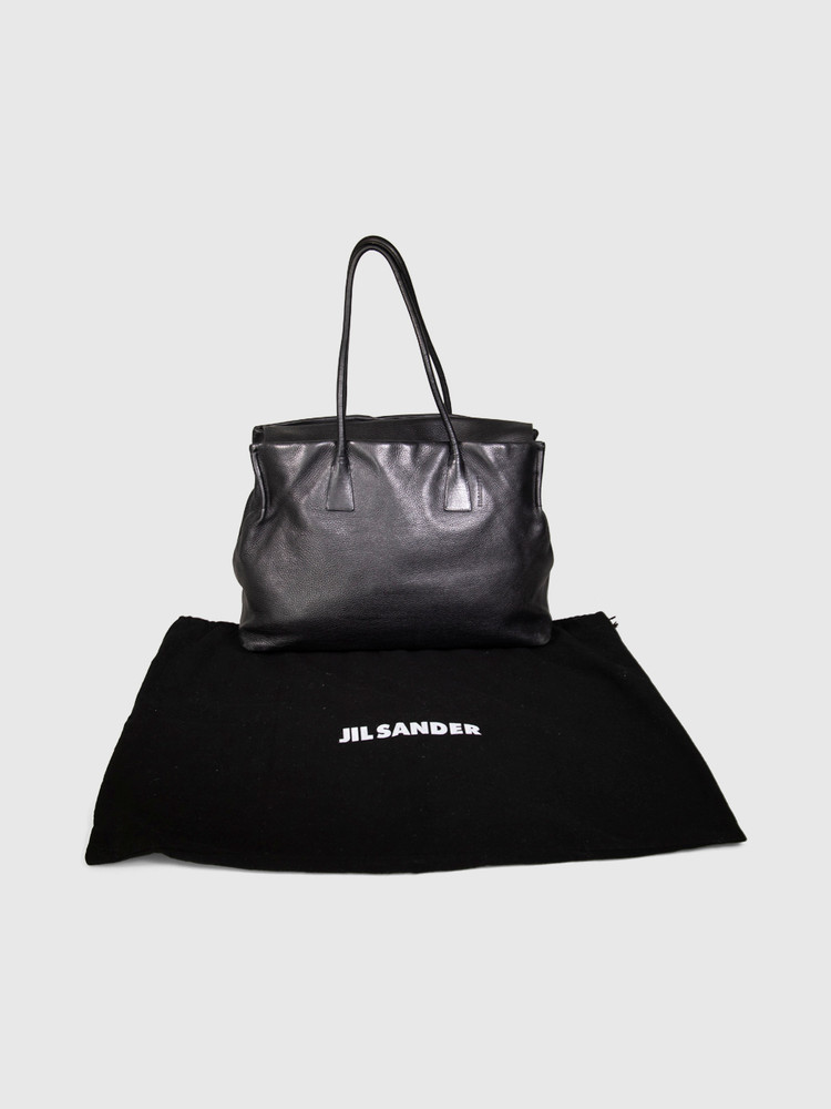 Jil Sander Black Leather Tote Bag
