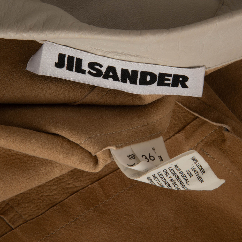 Jil Sander Grey Leather Single Breast Blazer