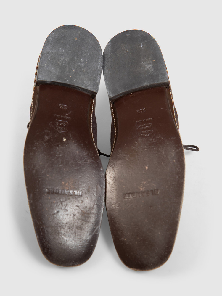 Jil Sander Brown Leather & Canvas Panel Oxfords