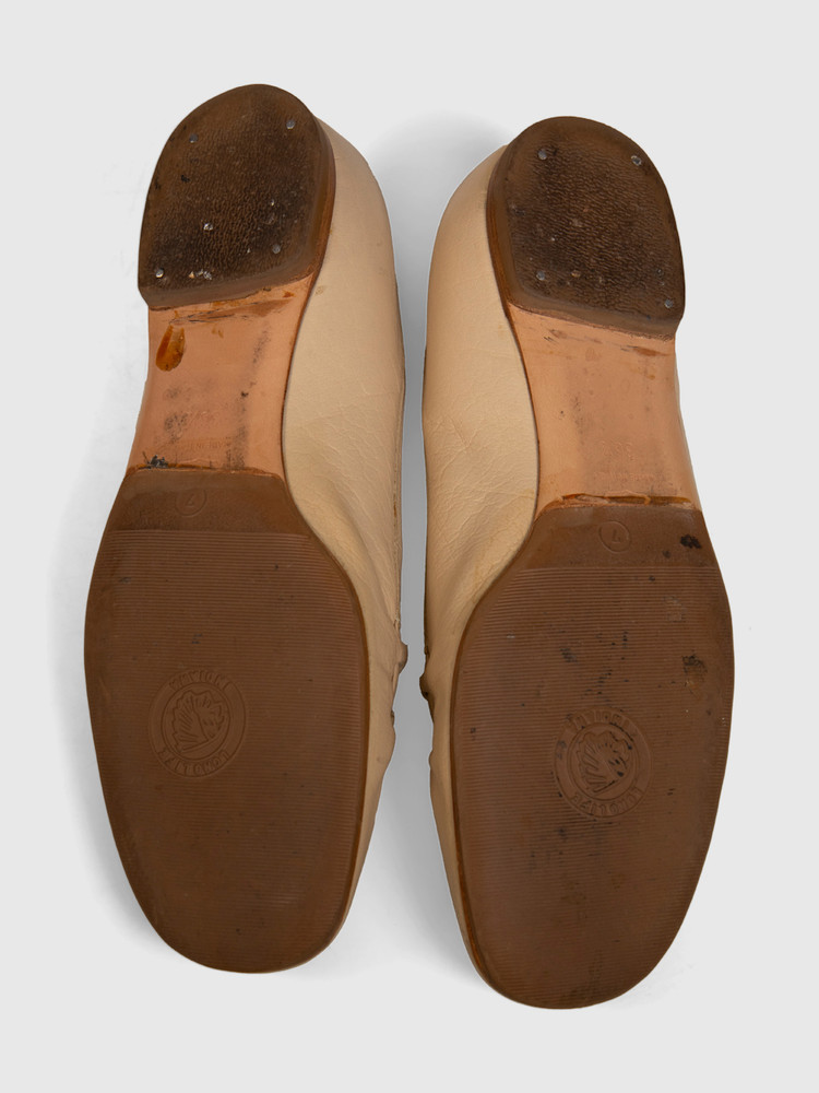 Jil Sander Beige Leather Bow Ballet Flats