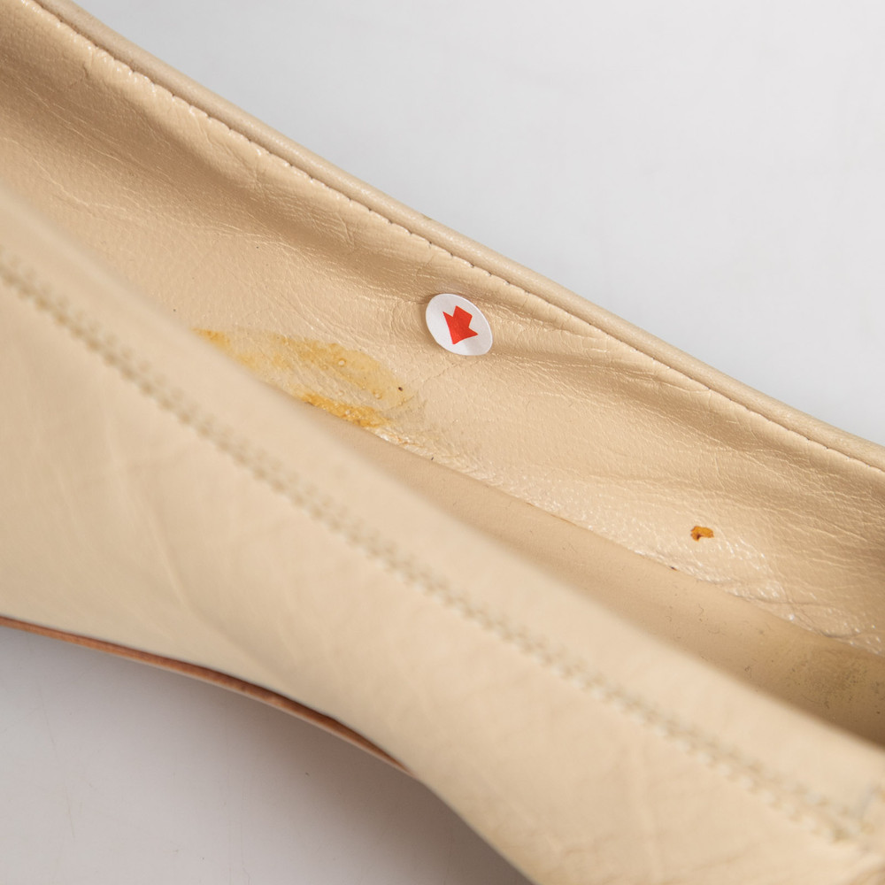 Jil Sander Beige Leather Bow Ballet Flats