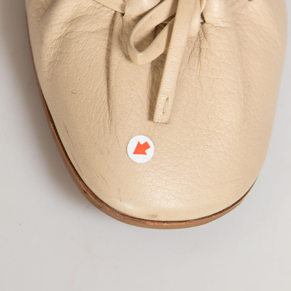 Jil Sander Beige Leather Bow Ballet Flats