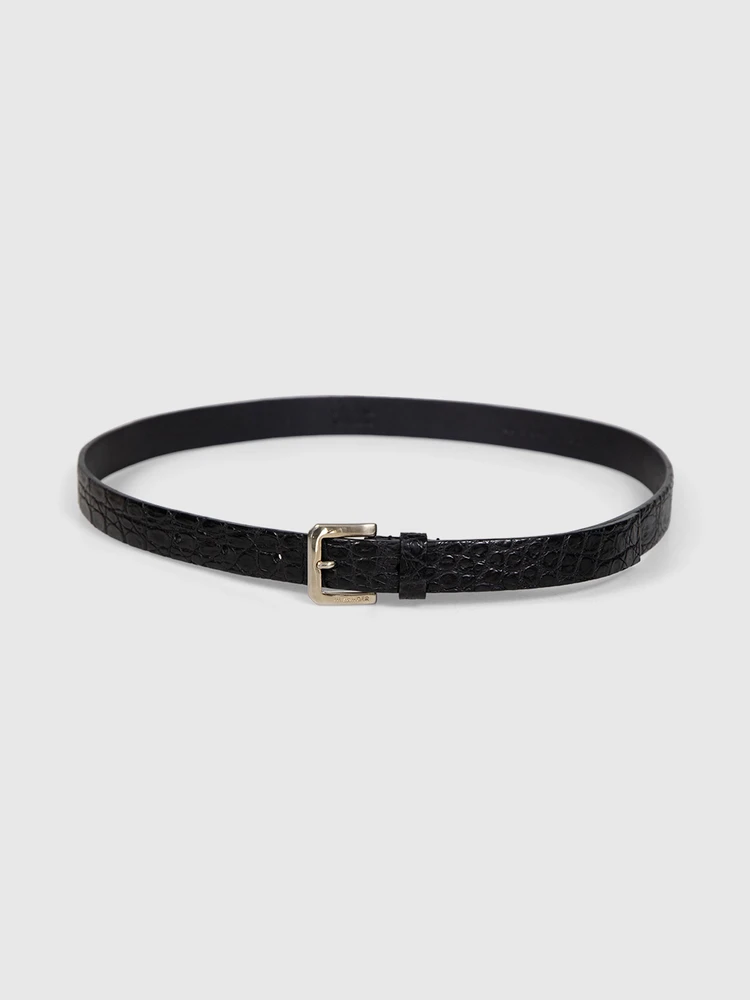 Jil Sander Black Crocodile Leather Belt