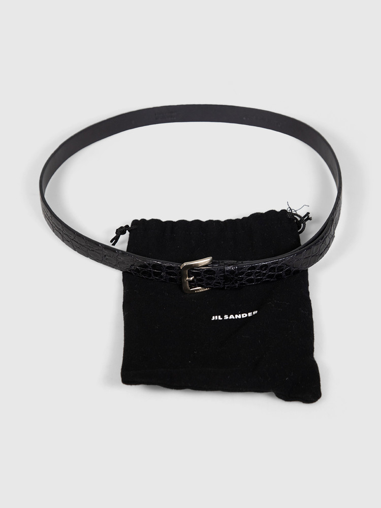 Jil Sander Black Crocodile Leather Belt