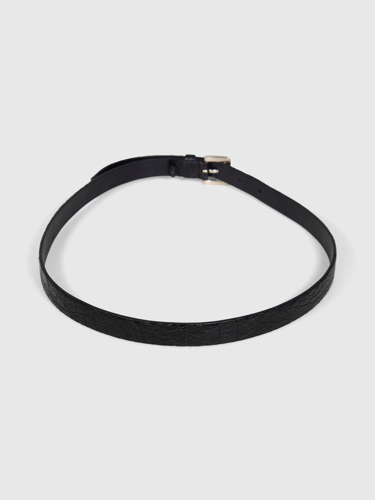 Jil Sander Black Crocodile Leather Belt