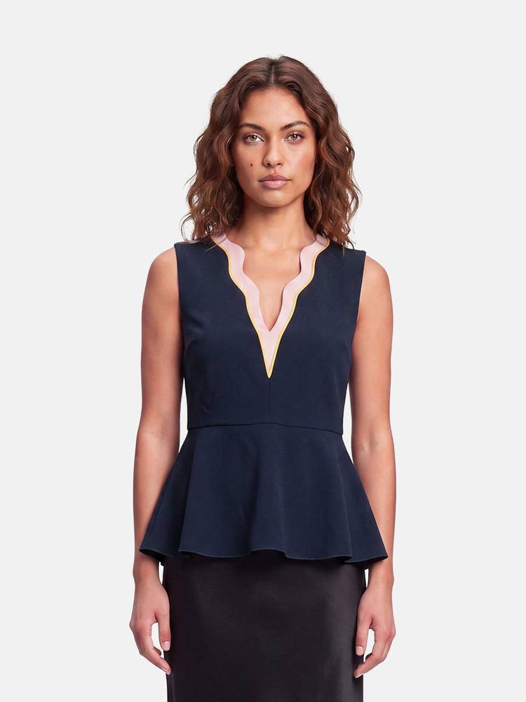 Roksanda Navy Sleeveless Peplum Top