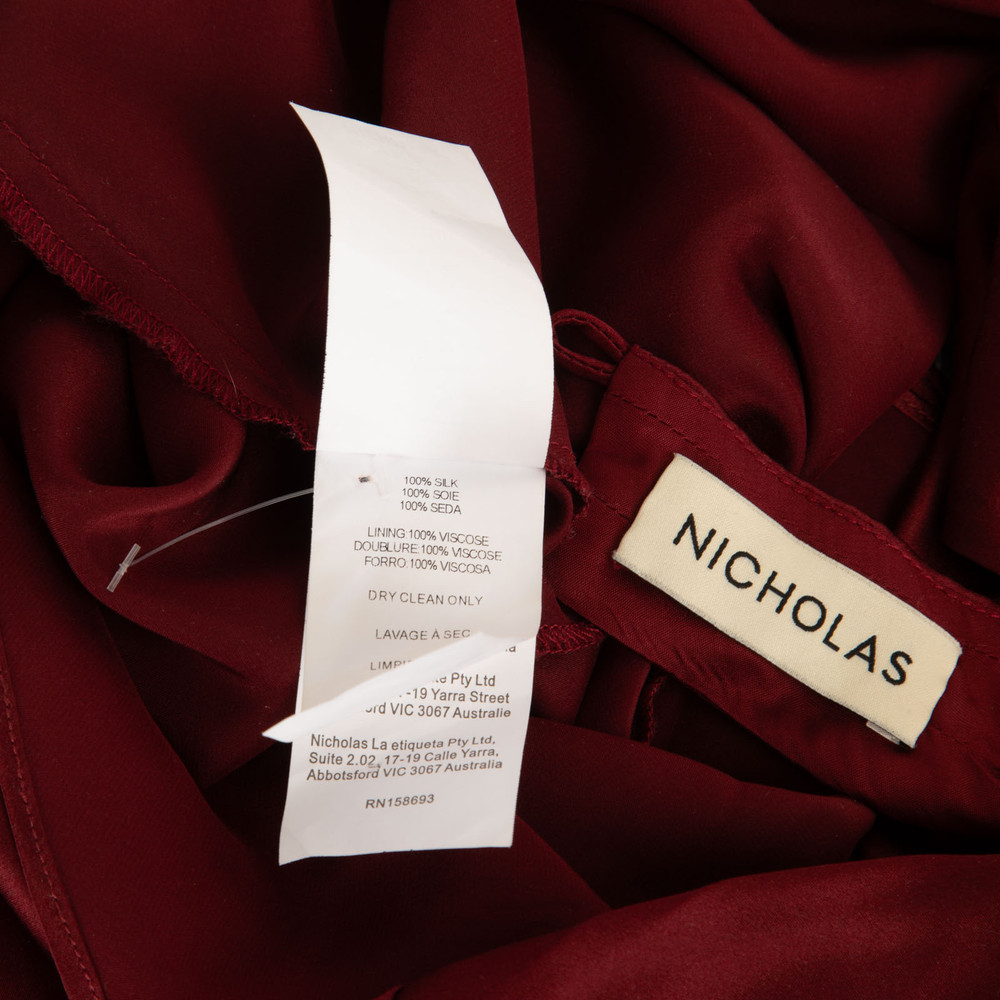Nicholas Burgundy Silk Halterneck Dress