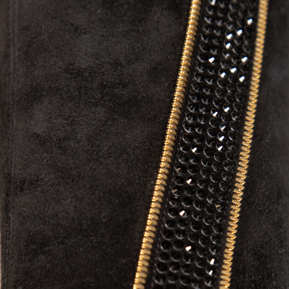 Rene Caovilla Black Embellished Suede Boots