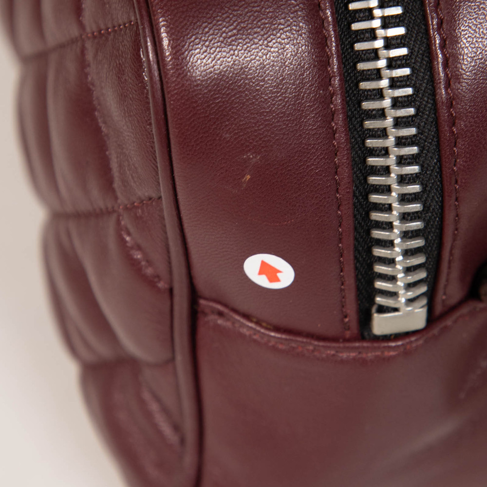 Moncler Burgundy Leather Quilted Bag