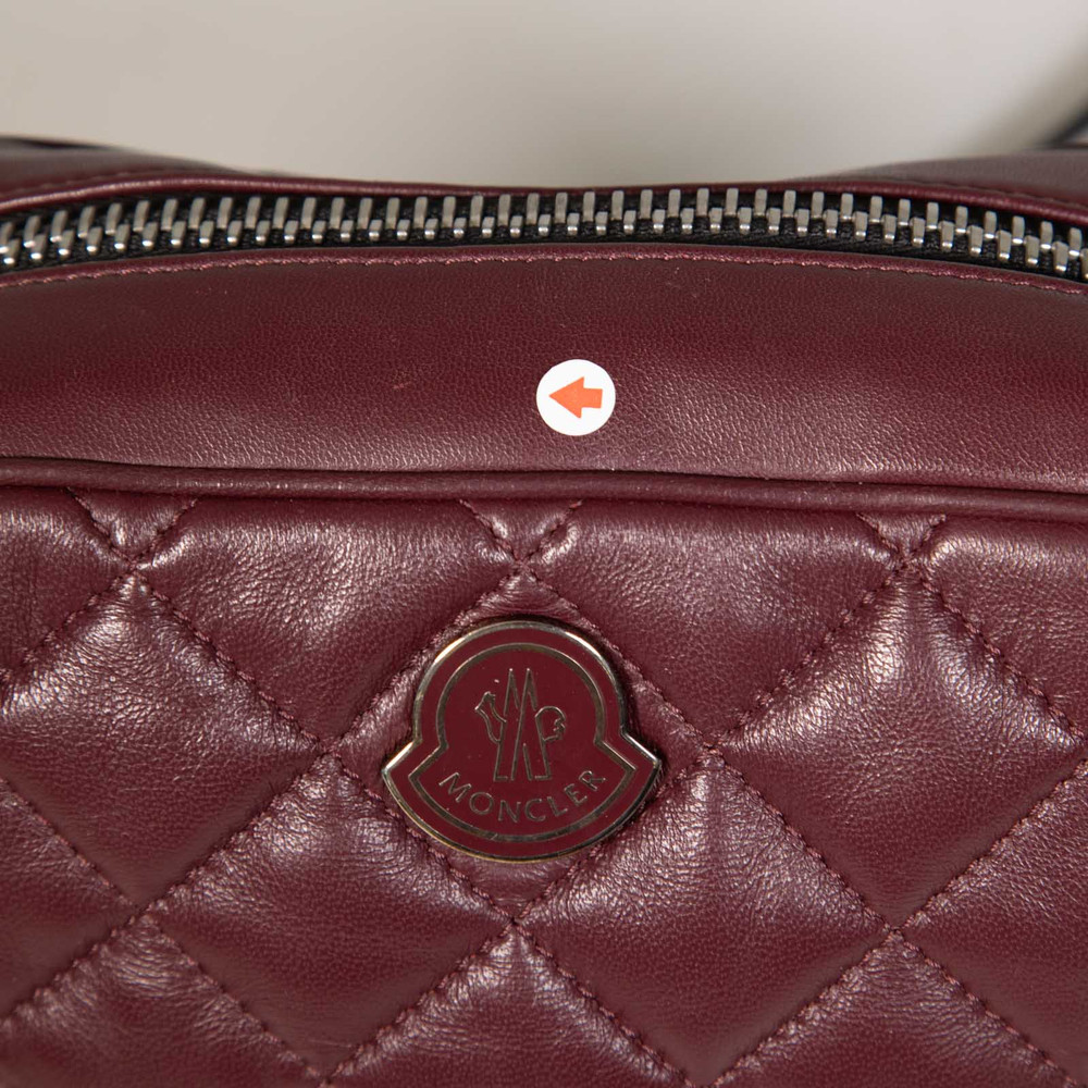 Moncler Burgundy Leather Quilted Bag