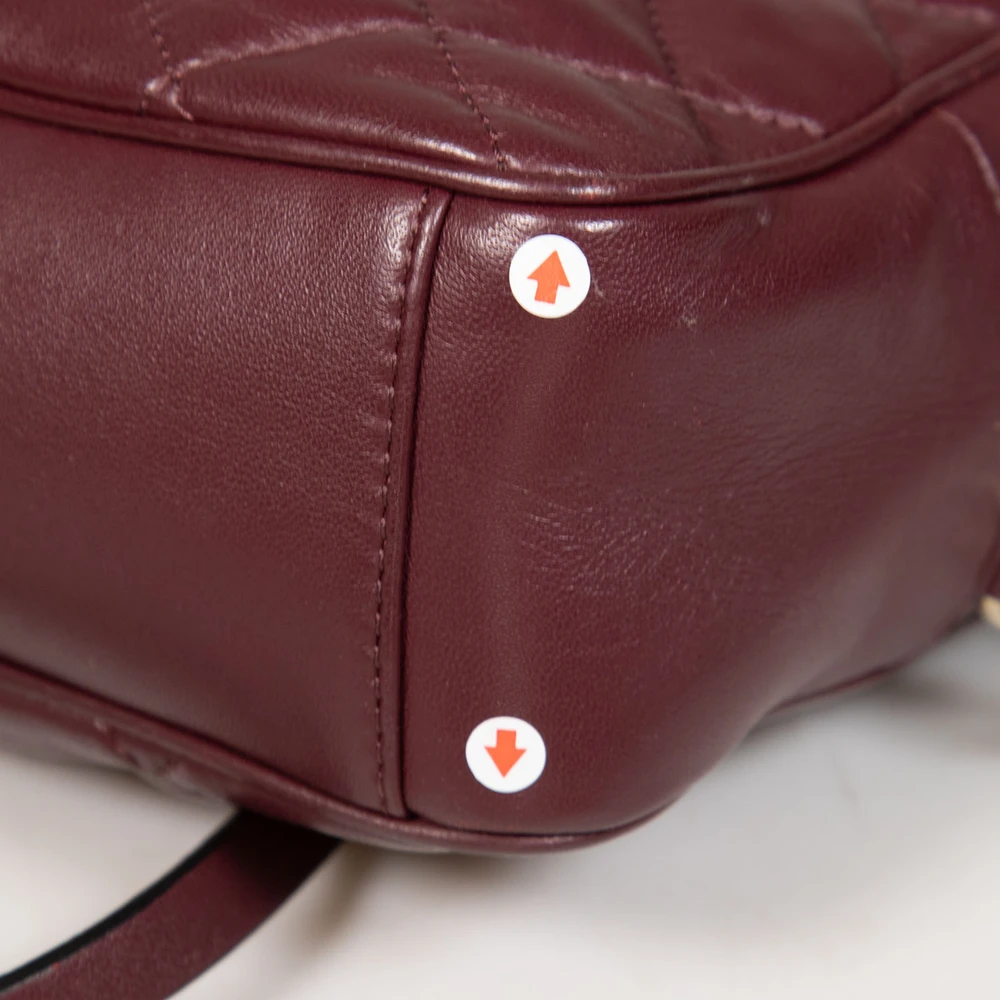 Moncler Burgundy Leather Quilted Bag