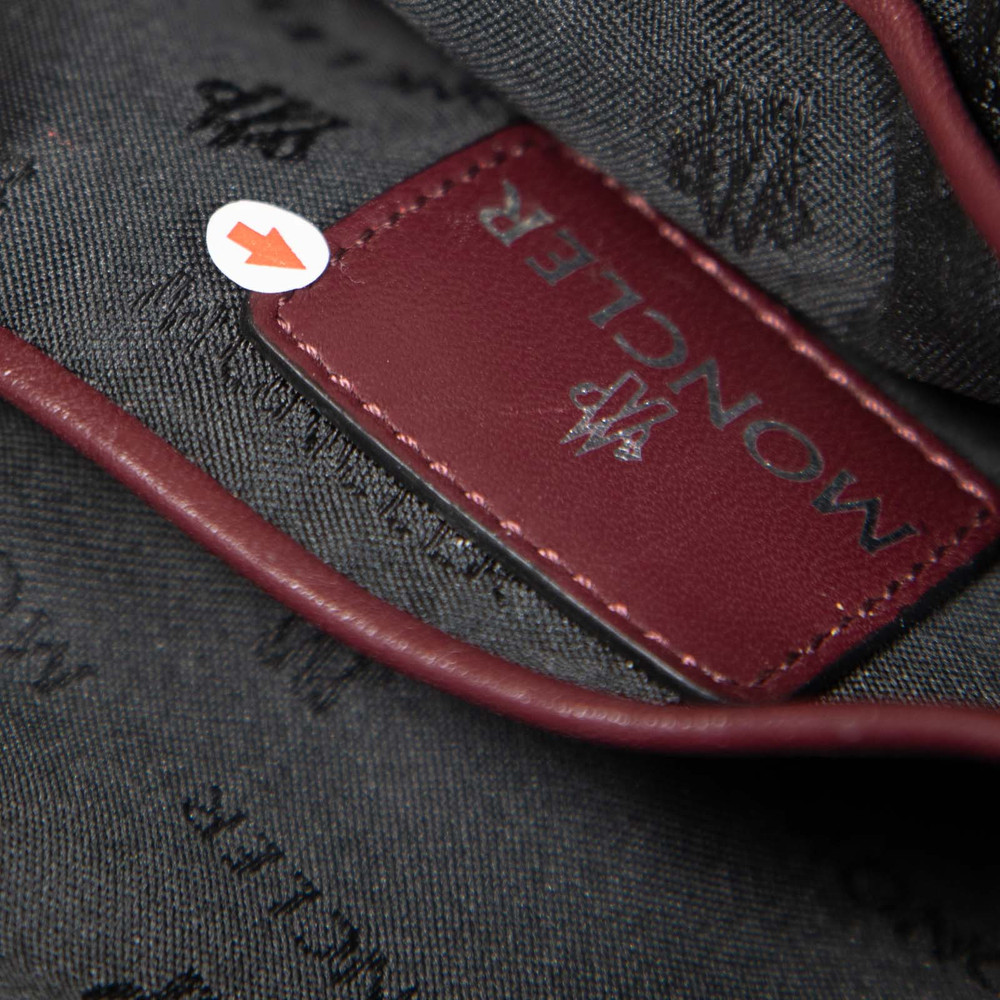 Moncler Burgundy Leather Quilted Bag