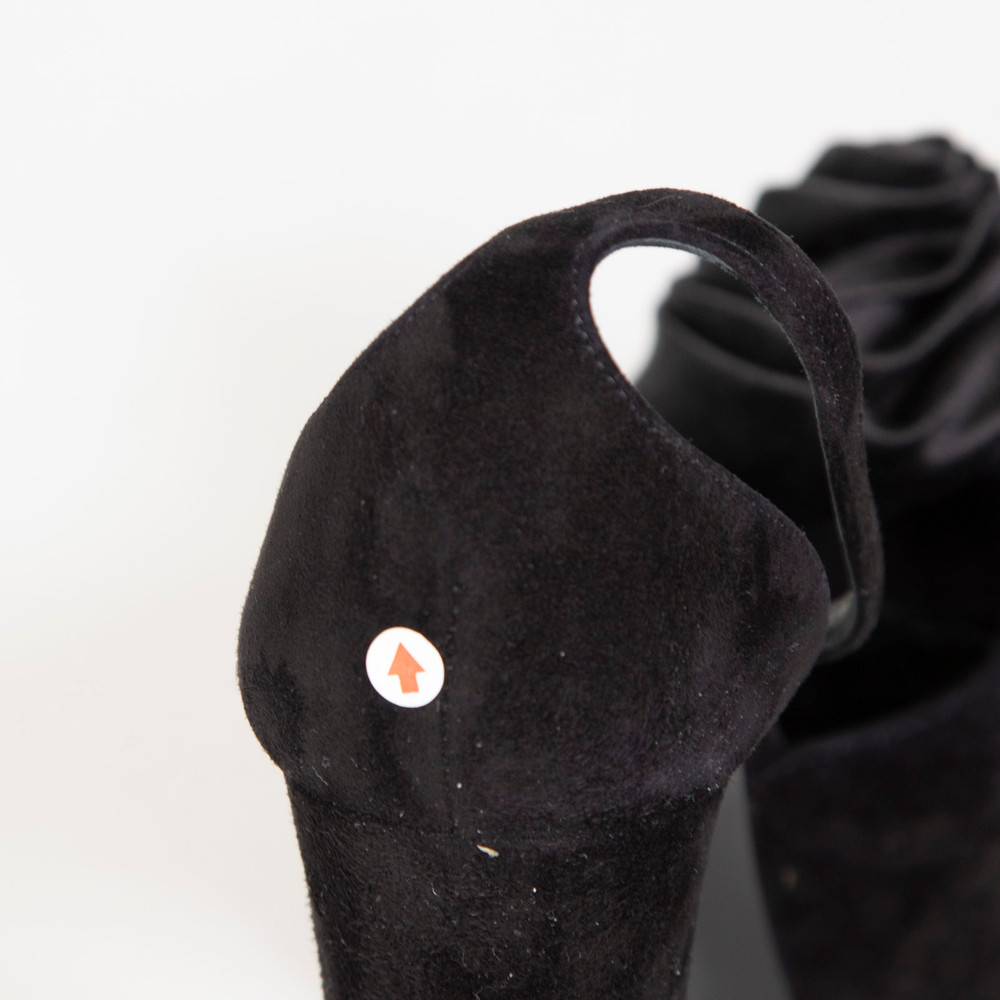 Saint Laurent Black Suede Jodie Flower Detail Platform Sandals