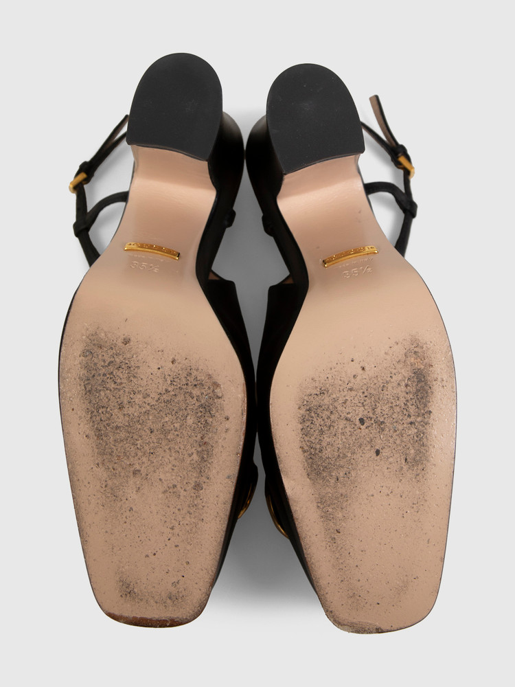 Gucci Black Leather Horsebit 120 Platform Pumps