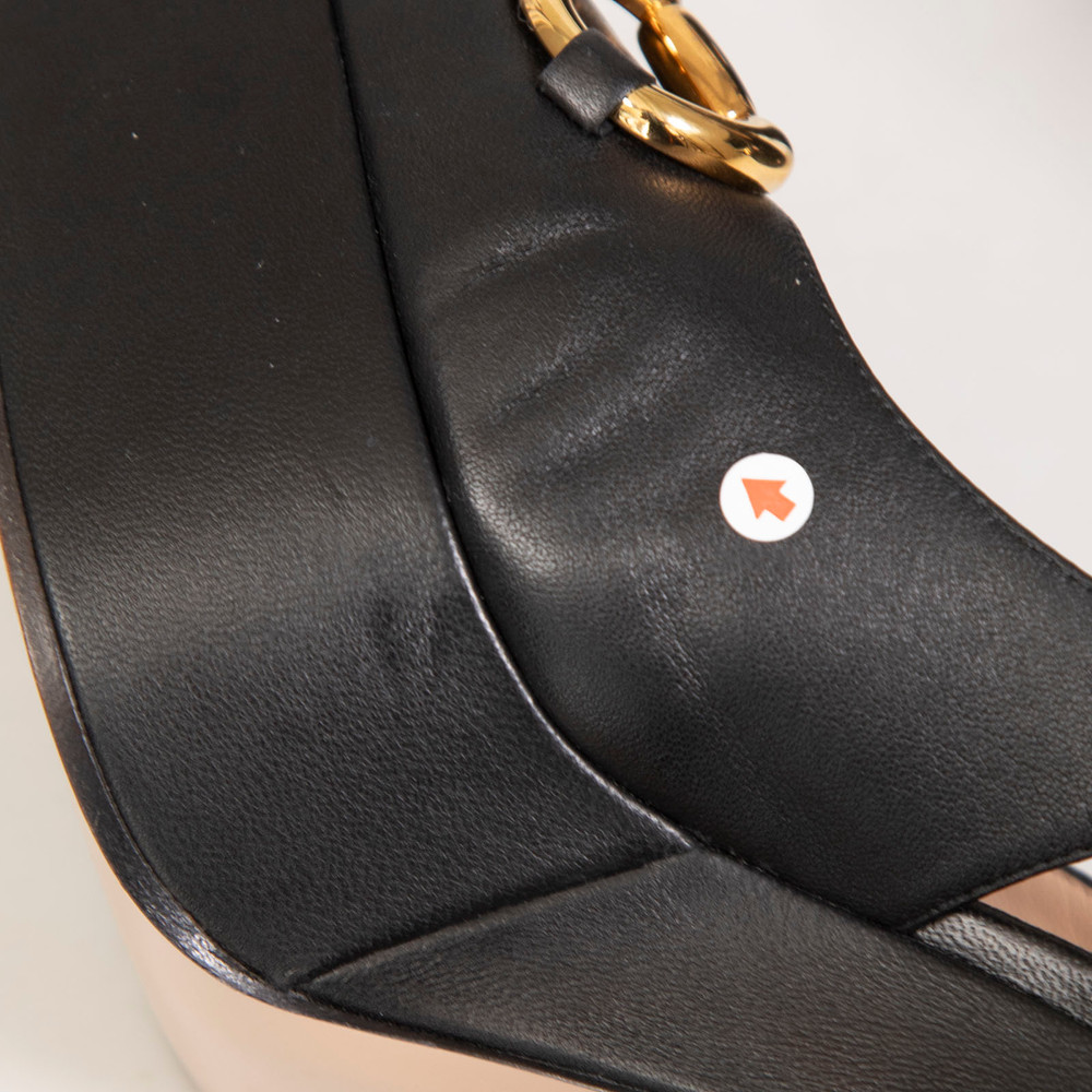Gucci Black Leather Horsebit 120 Platform Pumps