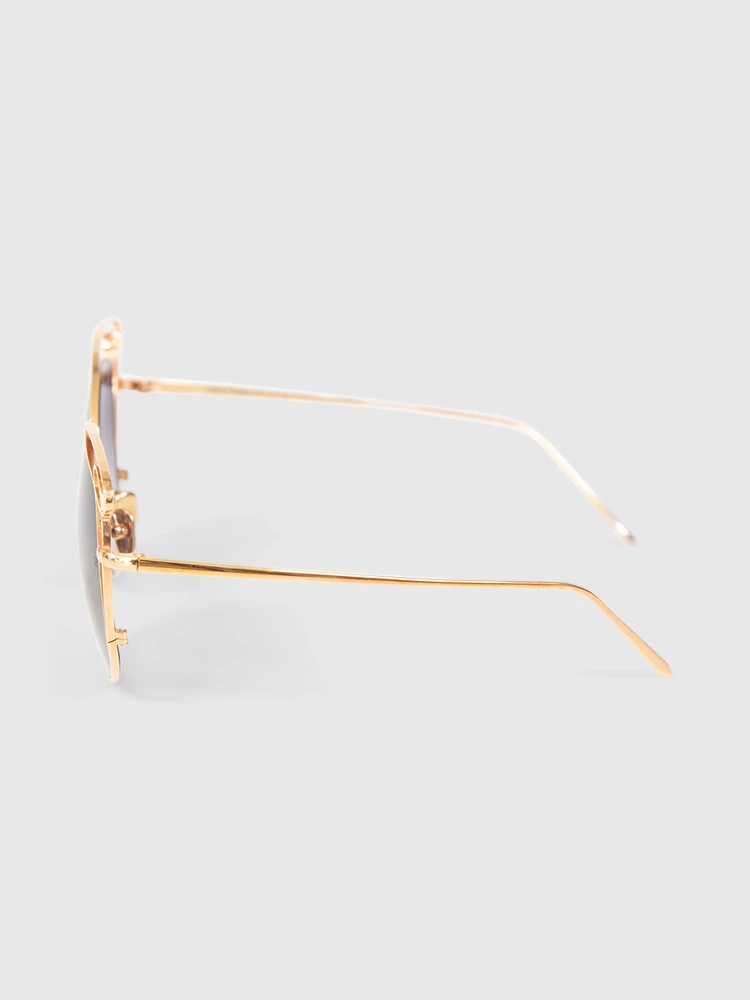 Linda Farrow 22K Gold Zazel Round Sunglasses