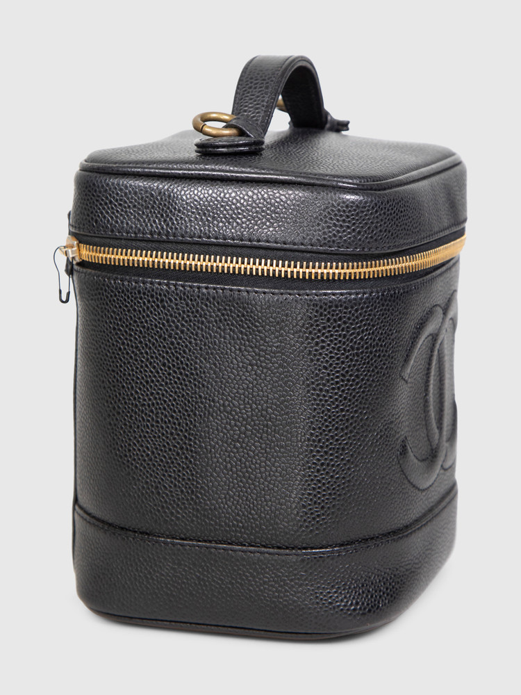 Chanel Vintage Black Timeless Vertical Vanity Case