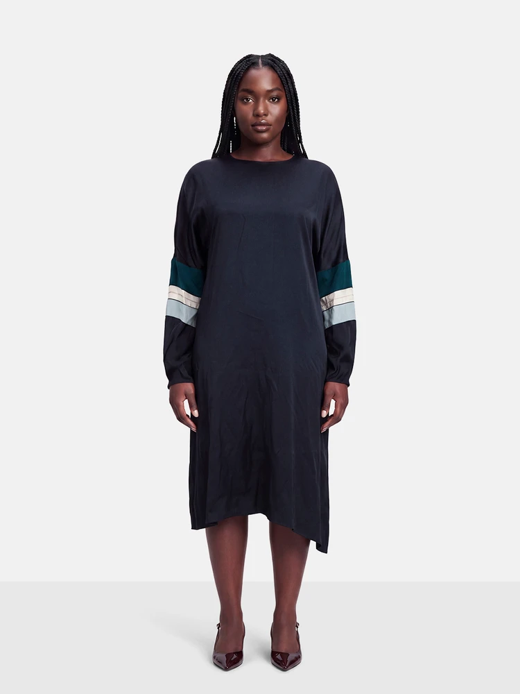Loro Piana Navy Silk Midi Dress