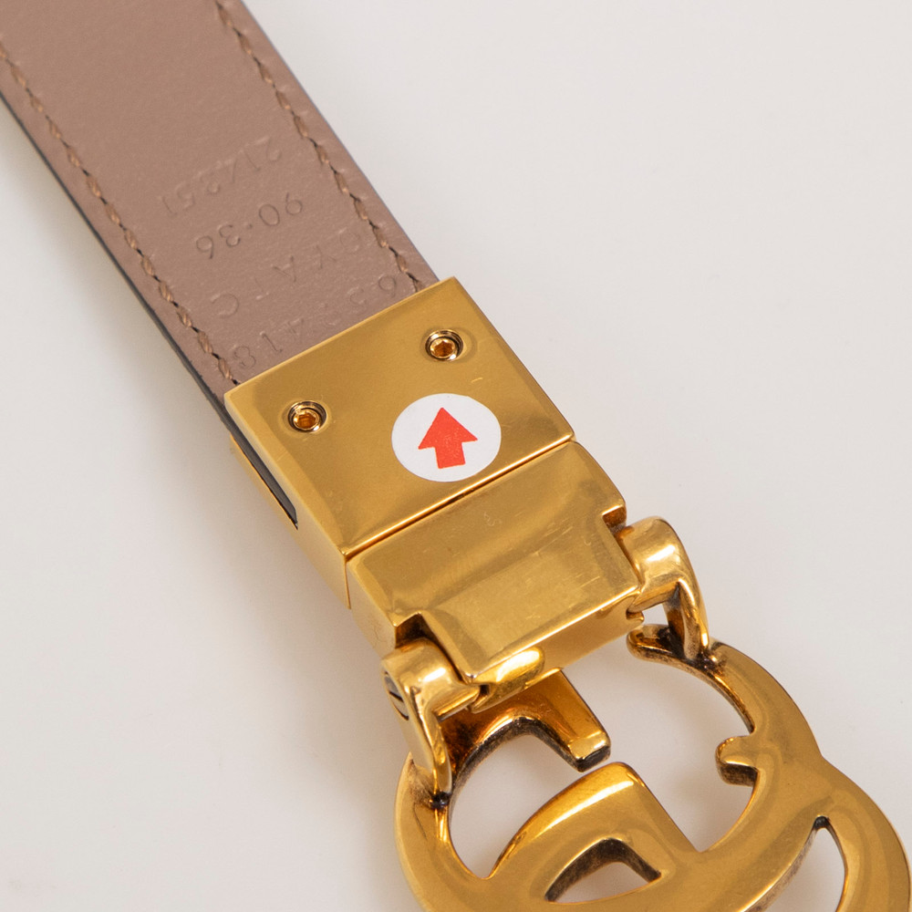 Gucci Taupe & Ecru Leather Reversible GG Belt