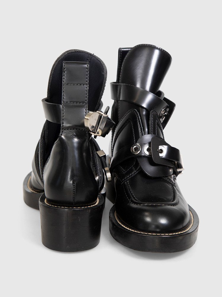 Balenciaga Black Leather Cut Out Ceinture Boots