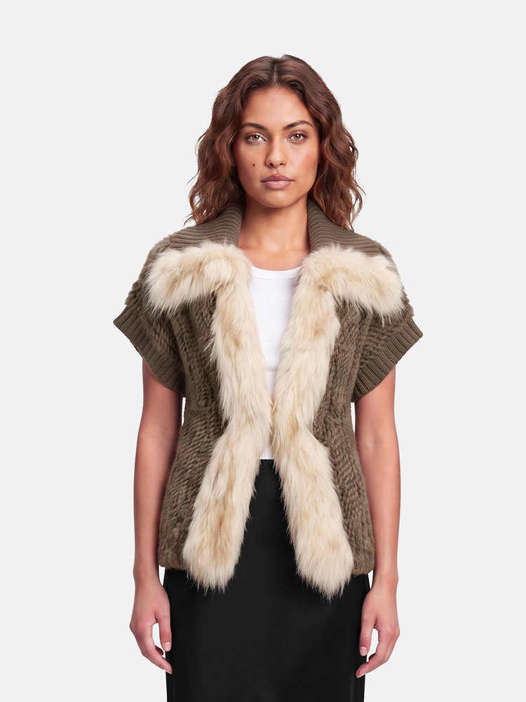 Pinko Brown Rabbit Fur Vest
