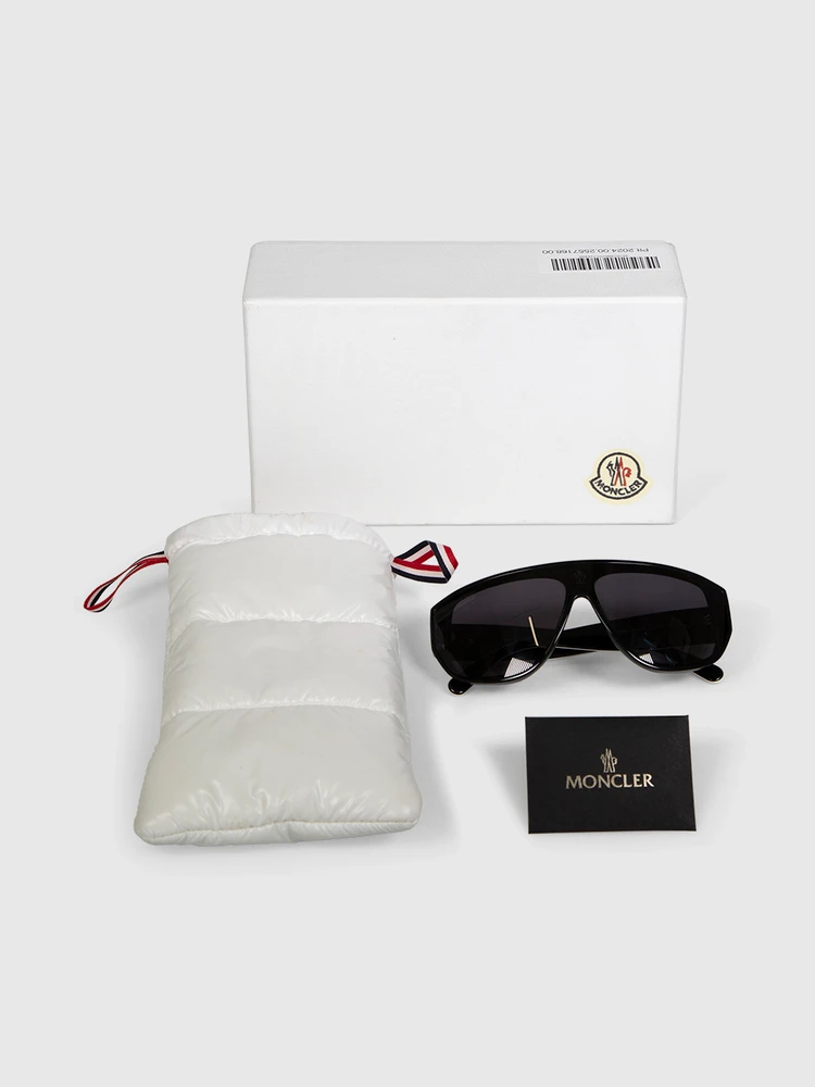 Moncler Black Shield Tinted Logo Sunglasses