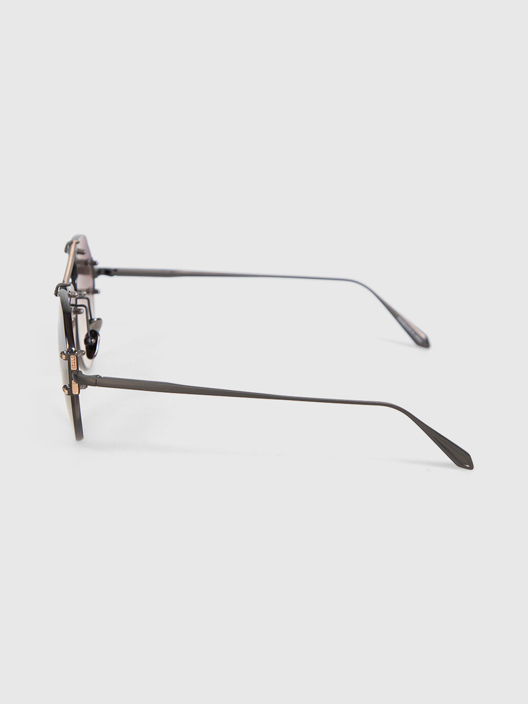 Linda Farrow Brown Metal Aviator Sunglasses