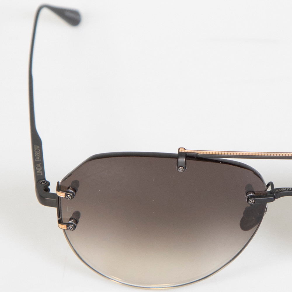 Linda Farrow Brown Metal Aviator Sunglasses
