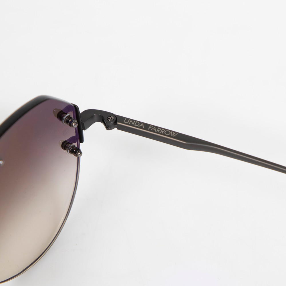 Linda Farrow Brown Metal Aviator Sunglasses