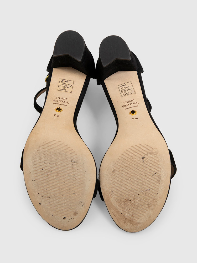 Stuart Weitzman Black Suede Nearlynude Sandals