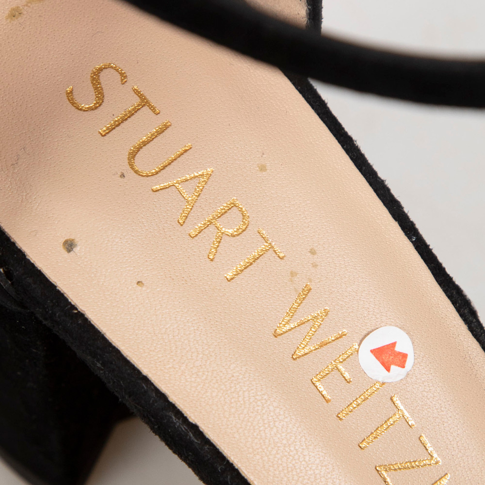 Stuart Weitzman Black Suede Nearlynude Sandals